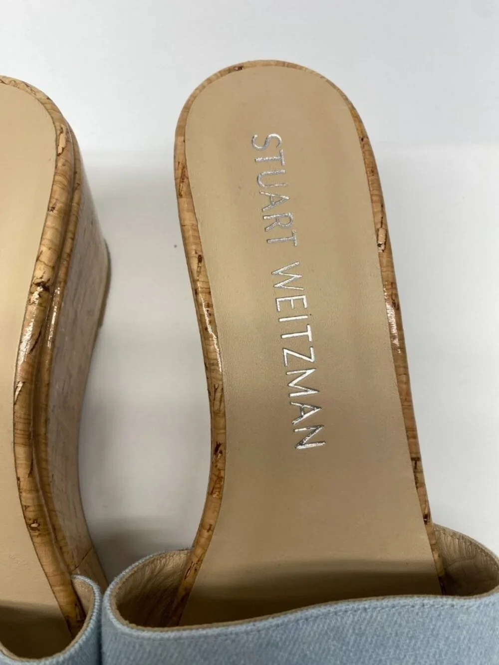 Stuart Weitzman Womens Summer Denim Wedge Sandals Sz 10 B